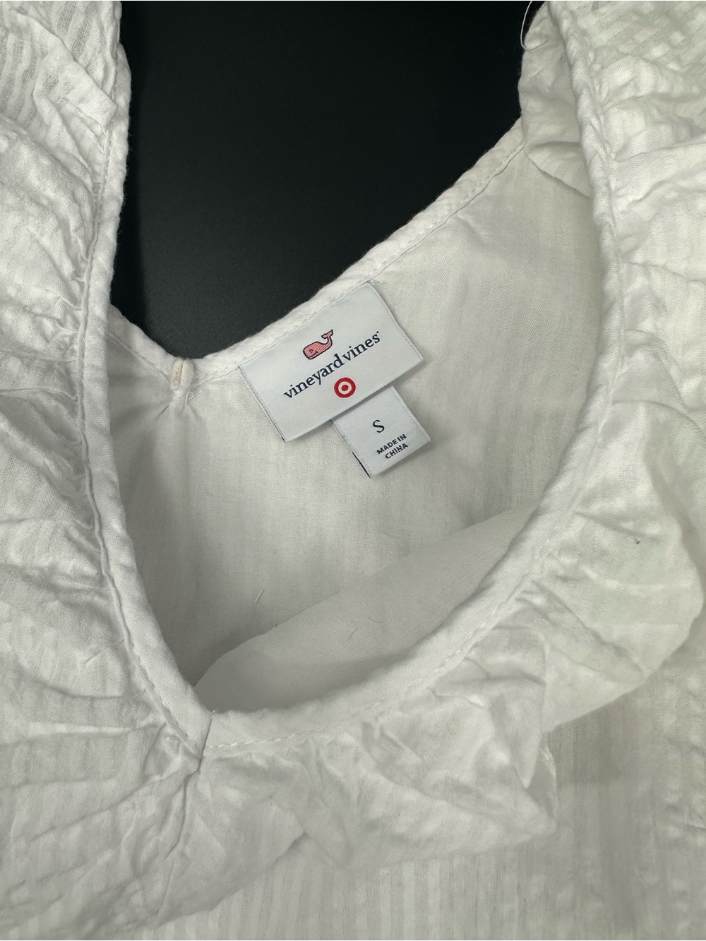 Vineyard Vines White Textured Cotton Midi Dress Ruffle Cottagecore Sz S 1251 - Picture 9 of 9